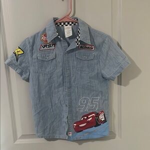 Disney Blue Cars Button Down Shirt